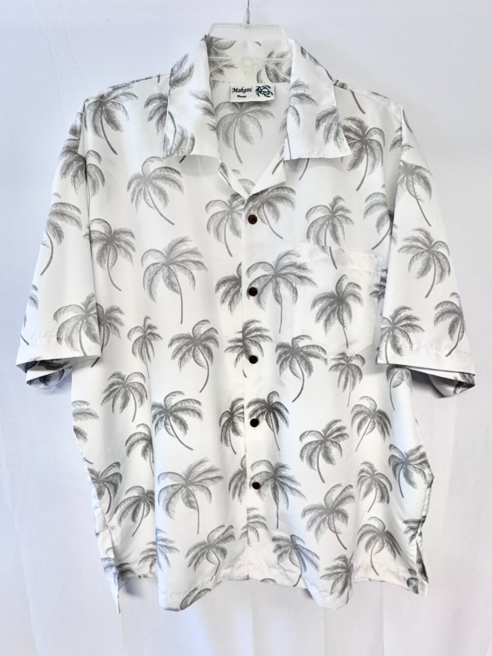 Makani Mens Hawaiian Aloha Button Front Short Sleeve Microfiber Shirt Large L